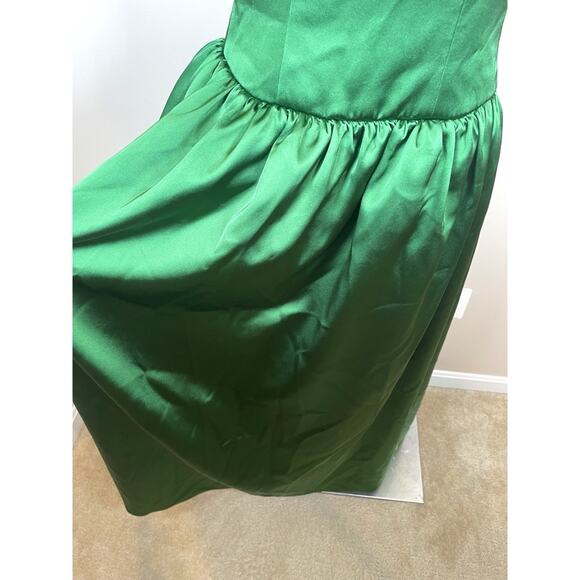 Self-Portrait Green Satin Bandeau Strapless Maxi Dress Size 2 - Picture 8 of 14